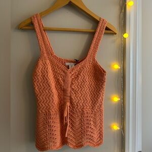 Orange Knit Cropped Tank Top